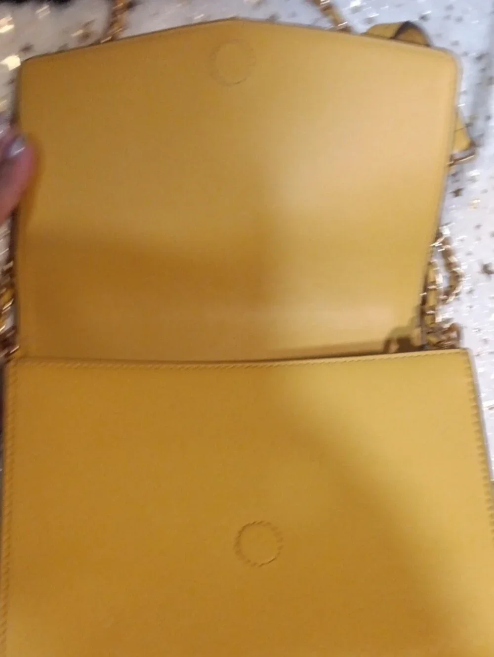 Tory Burch Yellow Saffiano Chain Shoulder Bag with Gold Hardware